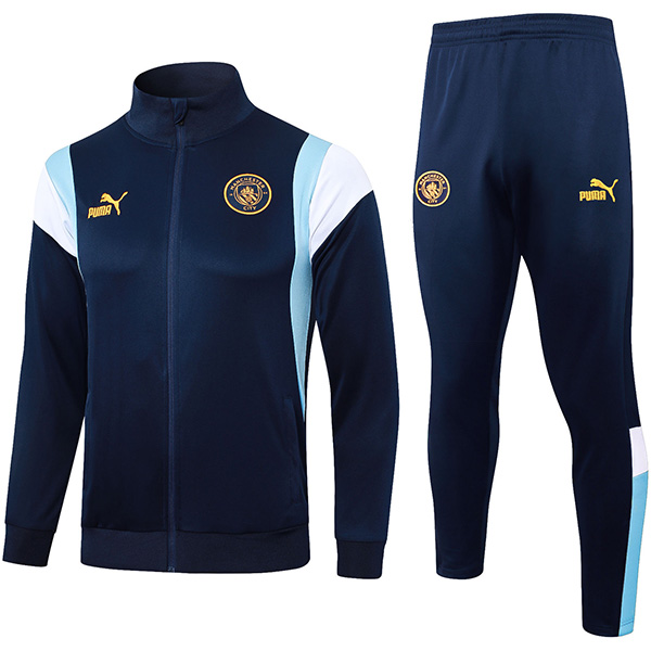 Manchester city jacket football sportswear tracksuit long zip navy uniform men's training kit outdoor soccer coat 2023-2024