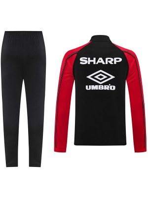 Manchester united giacca da calcio abbigliamento sportivo tuta da ginnastica cerniera intera uniforme da uomo nera e rossa kit da allenamento giacca da calcio per esterni 2025-2026