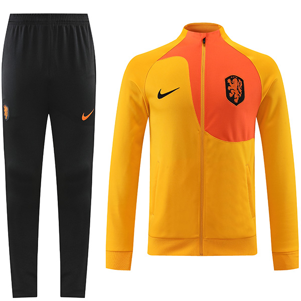 Netherlands jacket football sportswear tracksuit orange full zipper uniform men's training kit outdoor soccer coat 2022-2023