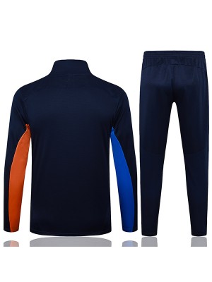 Olympique de Marseille giacca da calcio tuta sportiva nera rossa con cerniera intera uniforme da allenamento da uomo nera rossa giacca da calcio per esterni 2024-2025