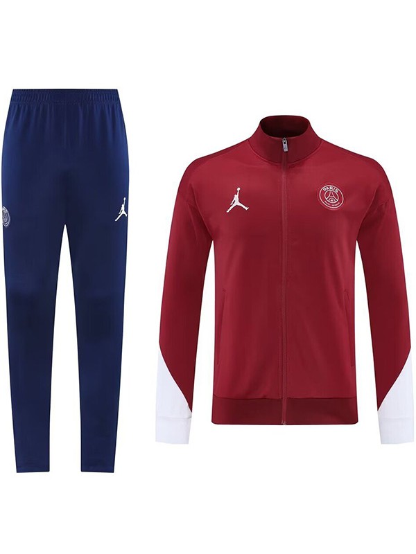 Paris Saint-Germain giacca da calcio tuta sportiva da allenamento cerniera intera uniforme da uomo rosso blu navy kit da allenamento giacca da calcio per esterni 2025-2026