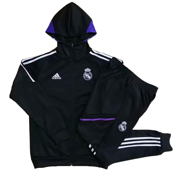 Real madrid hoodie jacket football sportswear tracksuit uniform men's black training jersey kit soccer coat 2022-2023