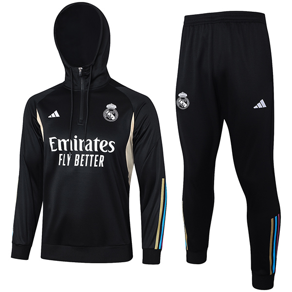 Real madrid hoodie jacket football sportswear tracksuit zipper uniform men's training black kit outdoor soccer coat 2024