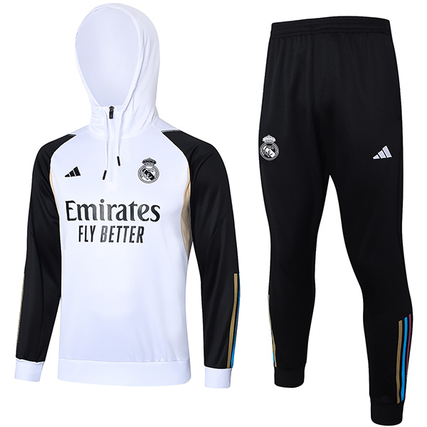 Real madrid hoodie jacket football sportswear tracksuit zipper uniform men's training white black kit outdoor soccer coat 2024
