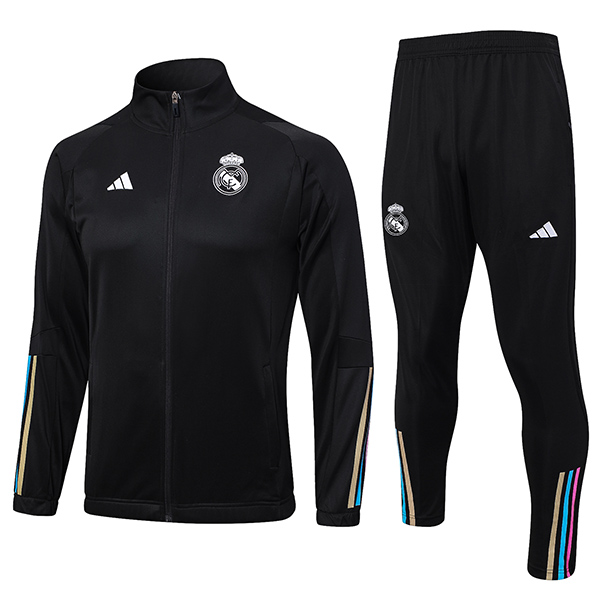 Real madrid jacket football sportswear tracksuit black full zipper men's training kit outdoor soccer coat 2023-2024