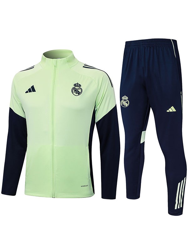 Real Madrid giacca da calcio del tuta sportiva con cerniera intera uniforme da uomo kit da allenamento verde giacca da calcio per esterni 2025-2026