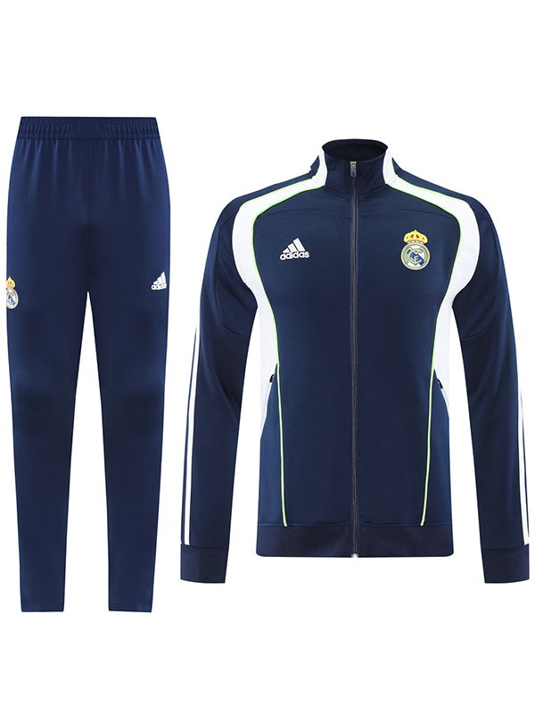 Real madrid giacca da calcio abbigliamento sportivo tuta da ginnastica cerniera intera uniforme da uomo blu navy kit da allenamento giacca da calcio per esterni 2025-2026