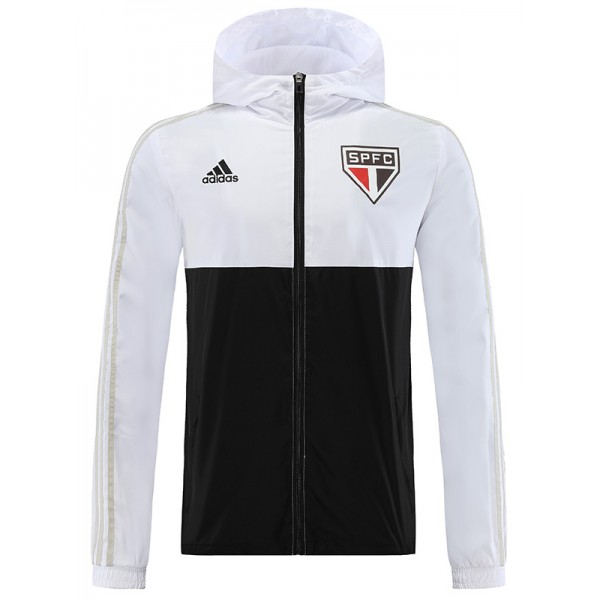 São Paulo windbreaker hoodie jacket football sportswear tracksuit full zipper men's training black white kit outdoor soccer coat 2023-2024