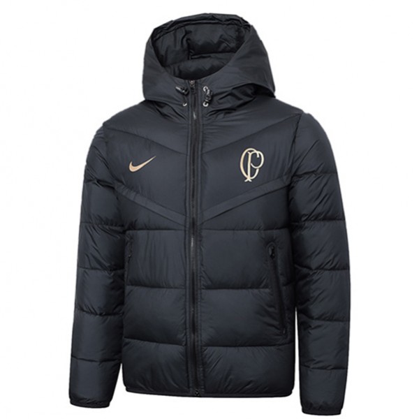 SC Corinthians hoodie cotton-padded jacket football sportswear tracksuit full zipper men's training black kit outdoor soccer coat 2024