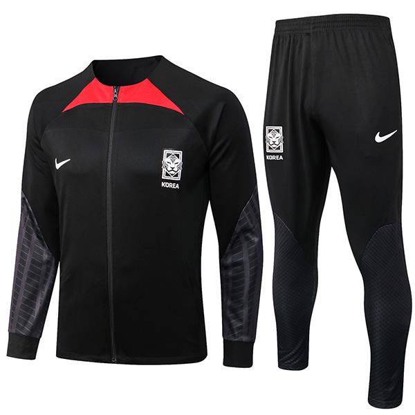 South Korea jacket black football sportswear tracksuit full zipper men's training kit outdoor soccer coat 2022-2023