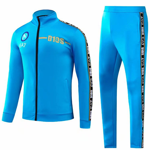SSC Napoli jacket football sportswear high collar tracksuit full zipper men's training kit athletic blue outdoor soccer coat 2022-2023