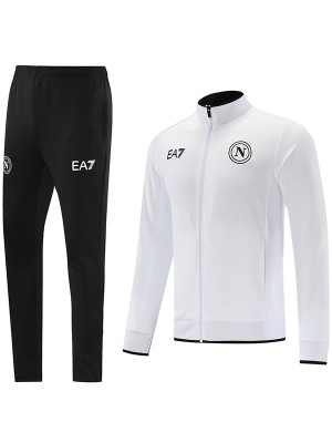 SSC napoli jacket football sportswear tracksuit full zipper men's white training kit outdoor soccer coat 2023-2024