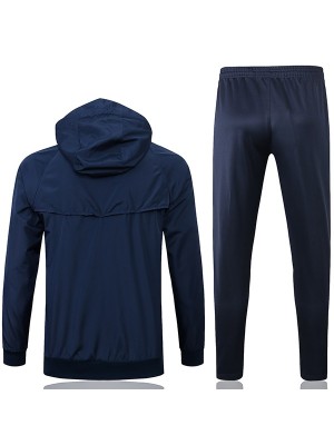 Tottenham Hotspur windbreaker hoodie jacket football sportswear tracksuit full zipper men's training kit athletic outdoor soccer navy coat 2022-2023