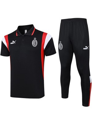 AC milan polo jersey training soccer uniform men's sportswear football tops sport black shirt 2023-2024