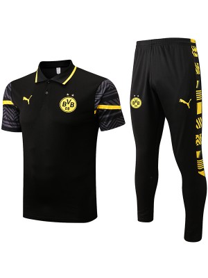 Borussia Dortmund polo jersey black training soccer uniform men's sportswear football kit tops sport shirt 2022-2023