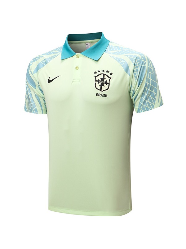 Brazil polo jersey training soccer uniform men's light green sportswear football kit tops sport shirt 2022-2023