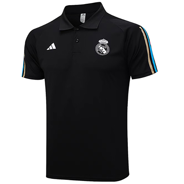 Real madrid polo jersey training uniform men's black soccer sportswear football tops sports shirt 2023-2024