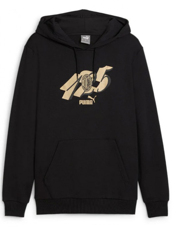 AC milan felpa con cappuccio per il 125° anniversario giacca da calcio abbigliamento sportivo tuta da allenamento da uomo kit nero giacca da calcio per esterni 2025-2026