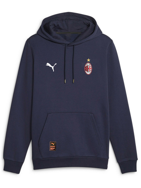 AC milan felpa con cappuccio giacca calcio abbigliamento sportivo tuta da uomo allenamento indaco kit calcio all'aperto cappotto 2025-2026
