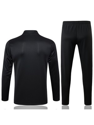 Al-Nassr tracksuit soccer pants suit sports set half zipper necked uniform men's all black clothes football training kit 2024-2025