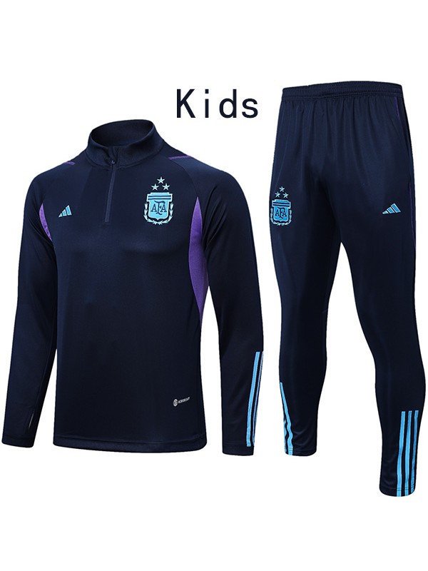 Argentina tracksuit kids kit football sportswear navy long zipper youth training uniform outdoor children soccer coat 2023-2024