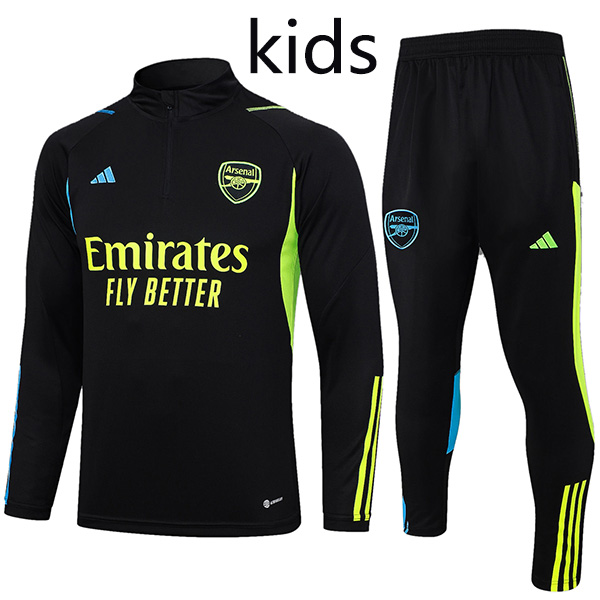 Arsenal tracksuit kids kit soccer pants suit sports set half zip necked cleats black youth uniform children football mini training kit 2023-2024