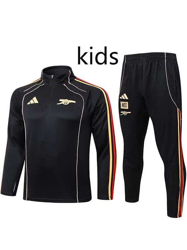 Arsenal tuta ginnastica bambini divisa mini kit allenamento nero per bambini 2025-2026