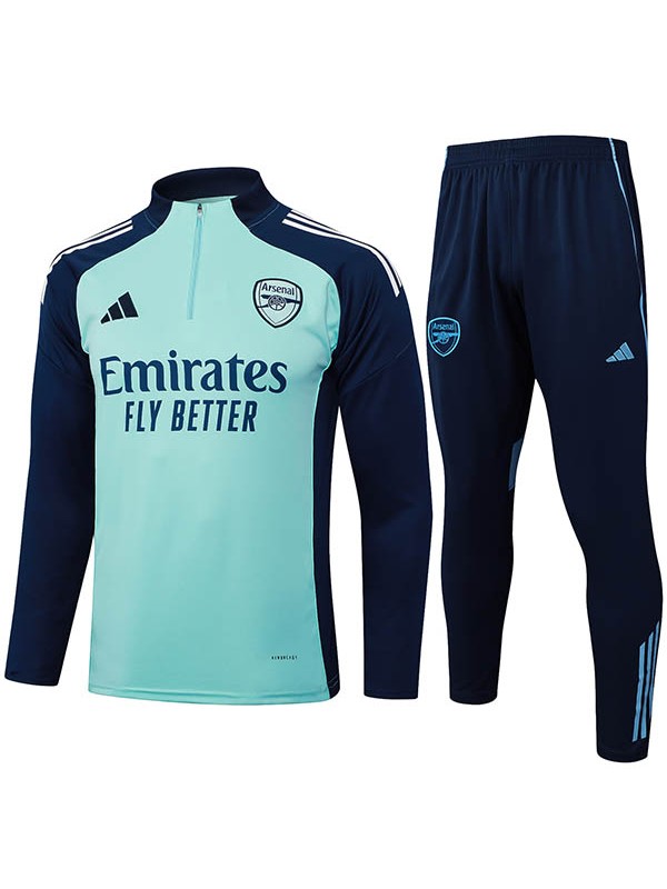 Arsenal tuta da calcio completo sportivo con cerniera sul collo, uniforme blu navy e verde acqua abbigliamento da uomo kit da allenamento per il calcio 2025-2026