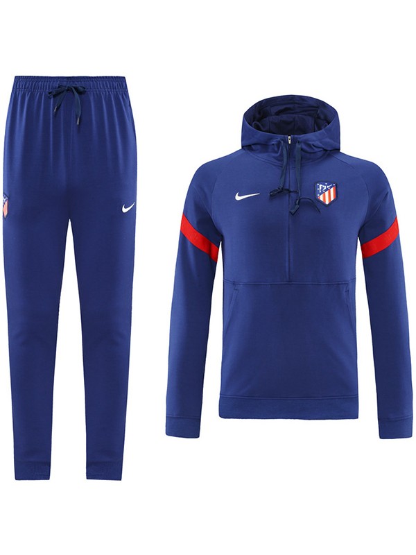 Atlético de Madrid hoodie jacket football sportswear tracksuit zipper blue uniform men's training kit outdoor soccer coat 2022-2023