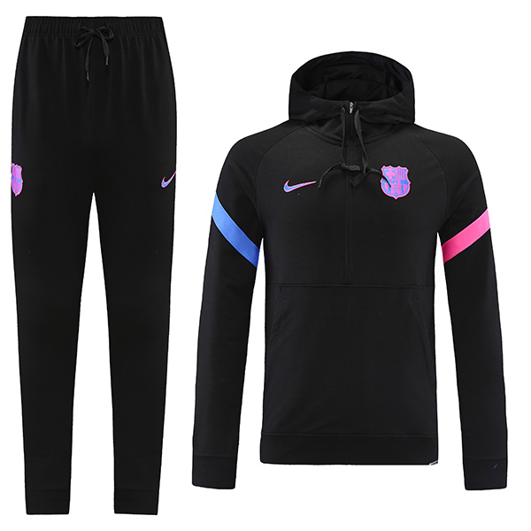 Barcelona hoodie jacket football sportswear tracksuit zipper men's training jersey kit outdoor soccer black coat 2022-2023