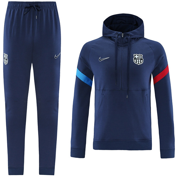 Barcelona hoodie jacket football sportswear tracksuit zipper uniform men's training kit outdoor soccer coat navy 2022-2023