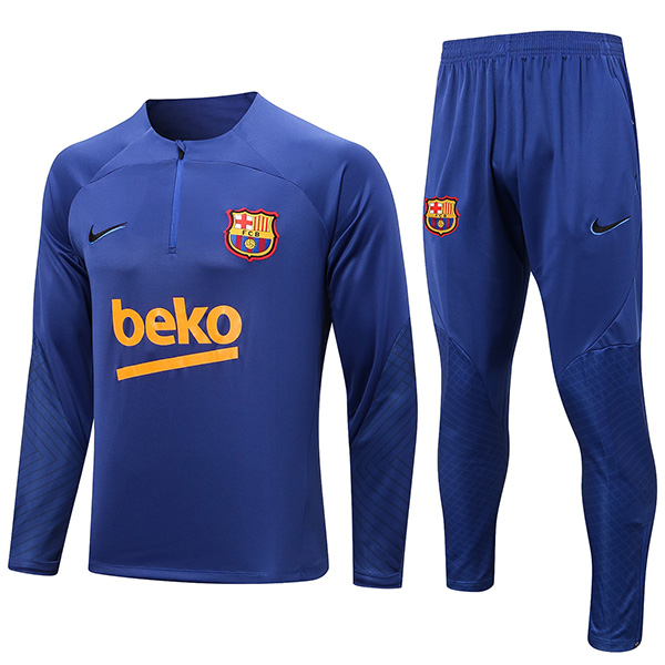 Barcelona tracksuit blue soccer pants suit sports set necked uniform men's clothes football training kit 2022-2023