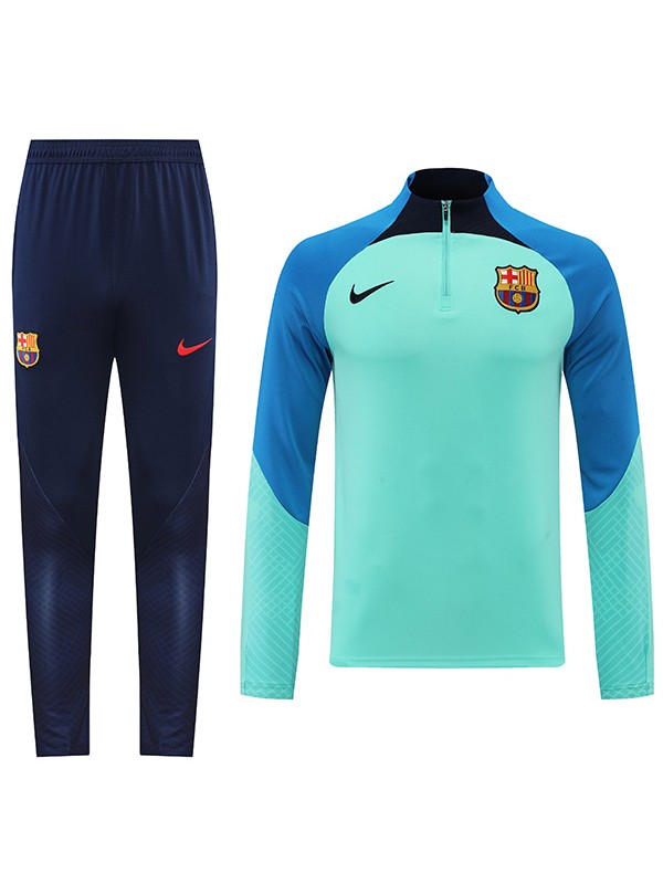 Barcelona tracksuit cyan soccer pants suit sports set zipper necked uniform men's football training kit 2022-2023