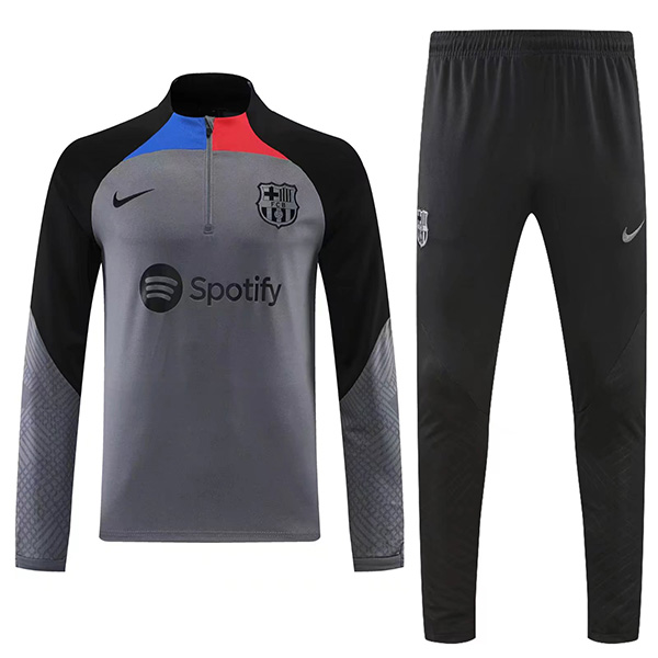 Barcelona tracksuit gray soccer pants suit sports set zipper necked uniform men's clothes football training kit 2022-2023