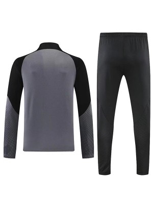 Barcelona tracksuit gray soccer pants suit sports set zipper necked uniform men's clothes football training kit 2022-2023