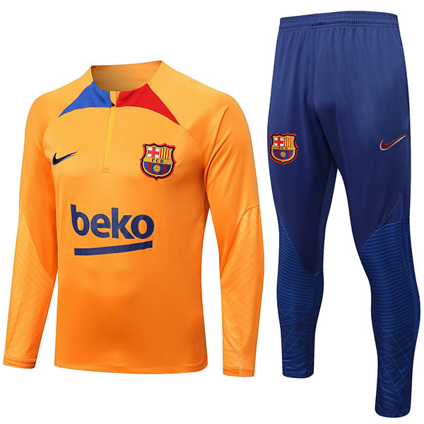 Barcelona tracksuit orange soccer pants suit sports set zipper necked uniform men's clothes football training kit 2022-2023