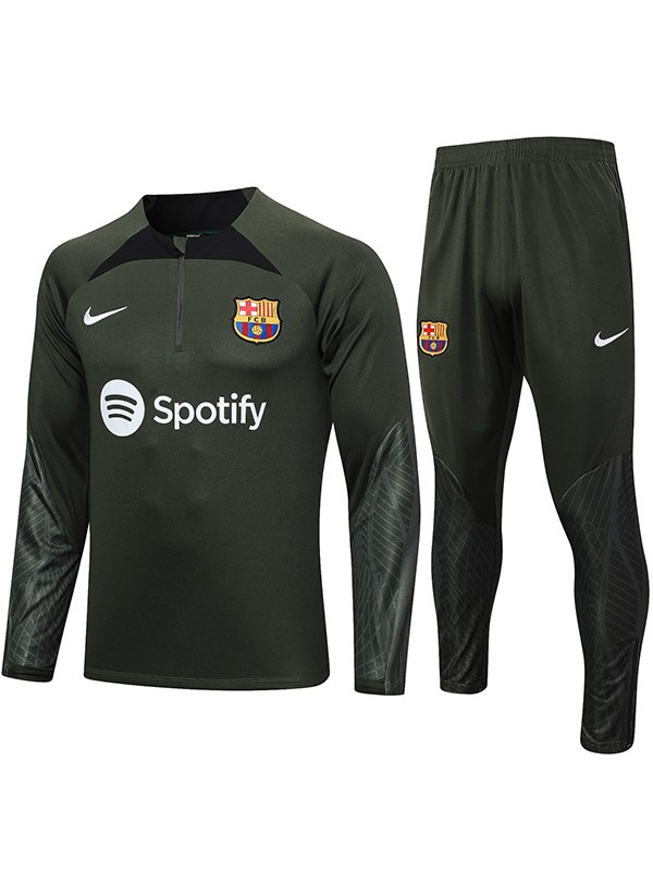 Barcelona tracksuit soccer pants suit sports set half zip necked uniform men's clothes football training green kit 2023-2024