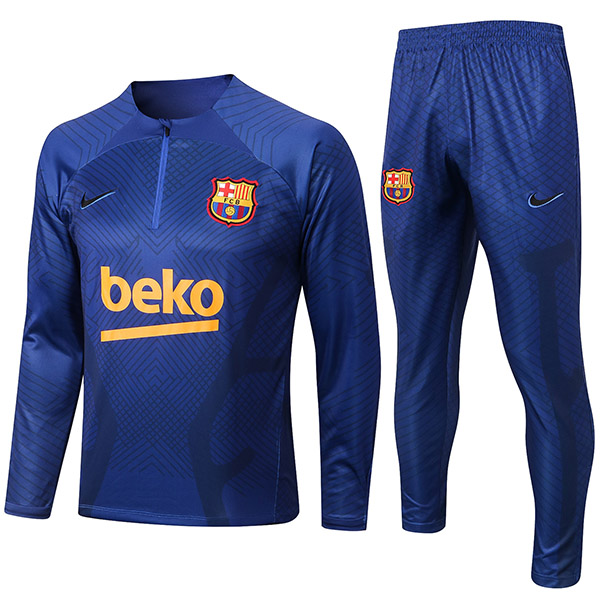 Barcelona tracksuit soccer pants suit sports set necked uniform men's blue clothes football training kit 2022-2023