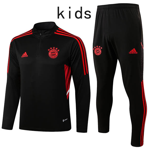 Bayern munich tracksuit black kids kit soccer pants suit sports set zipper necked cleats youth uniform children football mini training kit 2022-2023