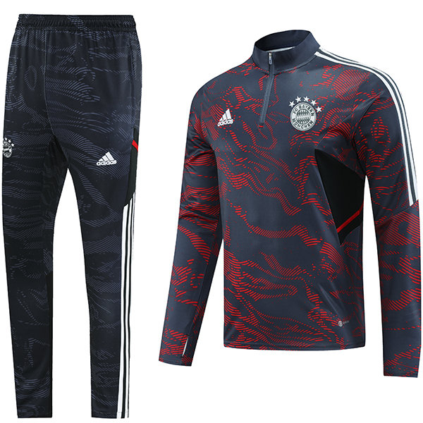Bayern munich tracksuit football sportswear tracksuit full zipper uniform men's training red gray outdoor soccer kit 2022-2023