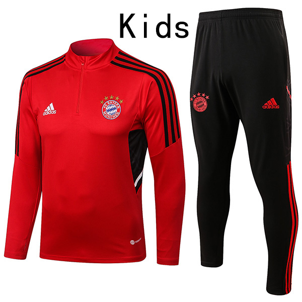 Bayern munich tracksuit red kids kit soccer pants suit sports set zipper necked cleats youth uniform children football mini training kit 2022-2023