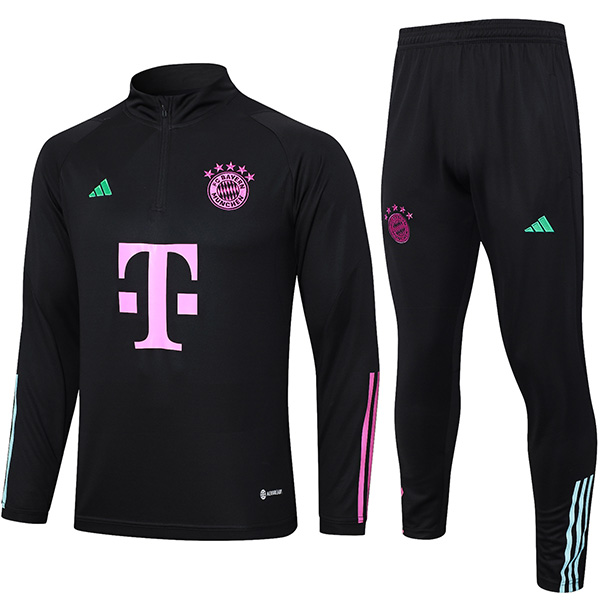 Bayern Munich tracksuit soccer pants suit sports set black zipper necked uniform men's clothes football training kit 2023-2024