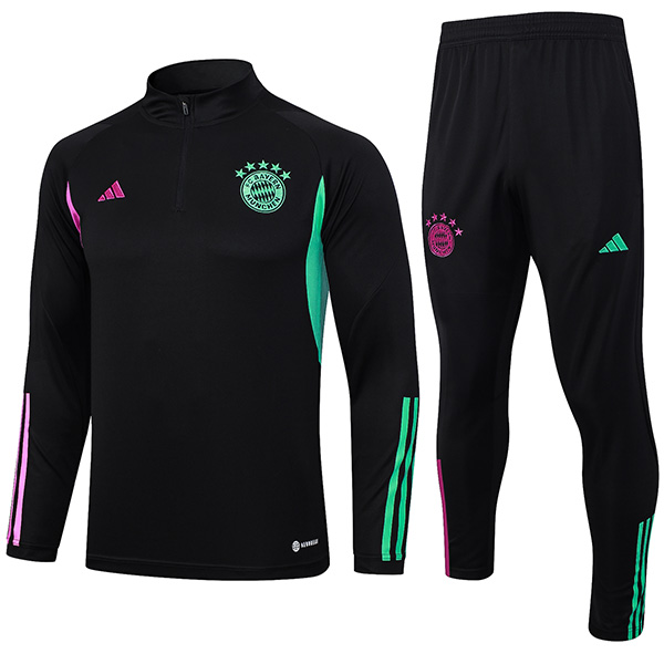 Bayern munich tracksuit soccer pants suit sports set zipper necked uniform black men's clothes football training kit 2023-2024