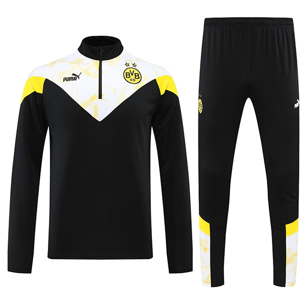 Borussia Dortmund black soccer pants suit sports set zipper necked uniform men's clothes football training kit 2022-2023