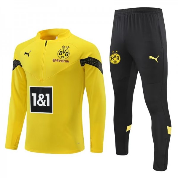 Borussia Dortmund tracksuit yellow soccer pants suit sports set necked uniform men's clothes football training kit 2022-2023