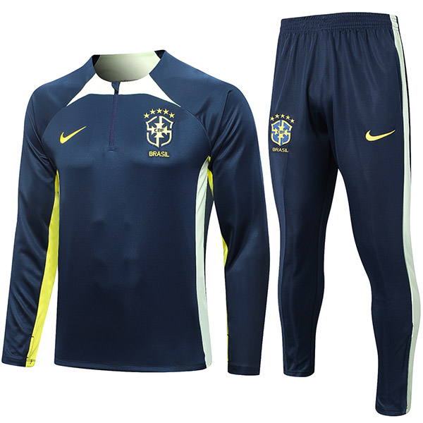 Brazil tracksuit soccer suit sports set zipper-necked navy uniform men's clothes football training kit 2023-2024