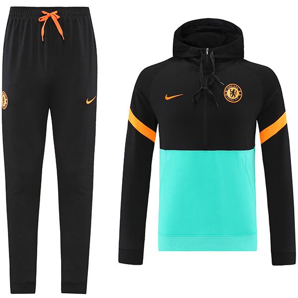 Chelsea hoodie jacket football sportswear tracksuit zipper men's training kit outdoor soccer coat black blue 2022-2023