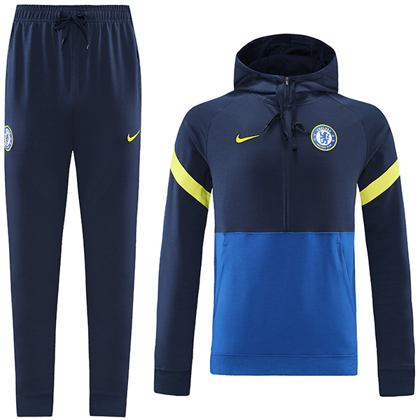 Chelsea hoodie jacket football sportswear tracksuit zipper men's training kit outdoor soccer coat blue 2022-2023