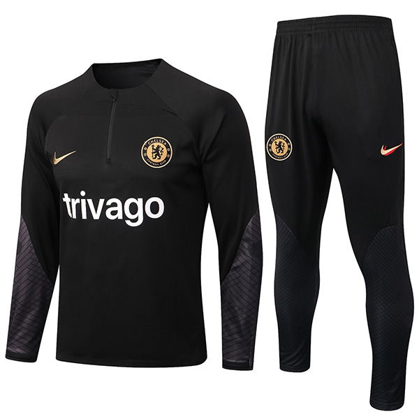 Chelsea tracksuit black soccer pants suit sports set zipper necked uniform men's clothes football training kit 2022-2023
