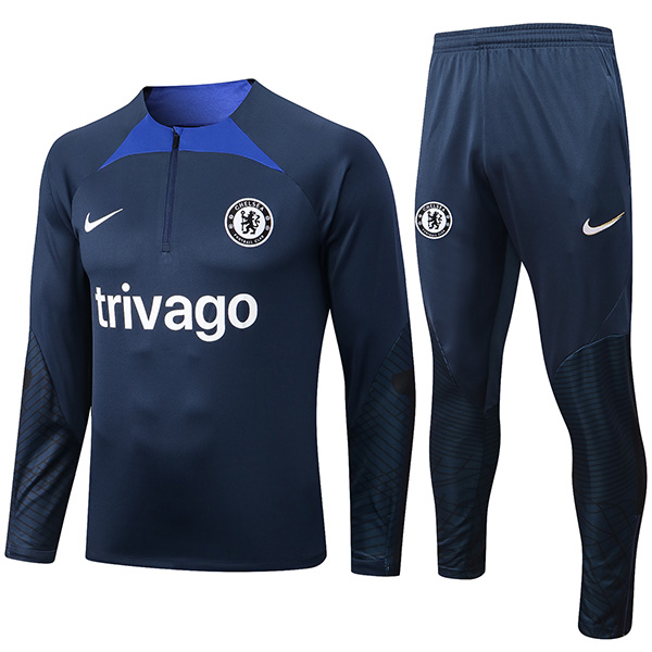 Chelsea tracksuit navy soccer pants suit sports set zipper necked uniform men's clothes football training kit 2022-2023